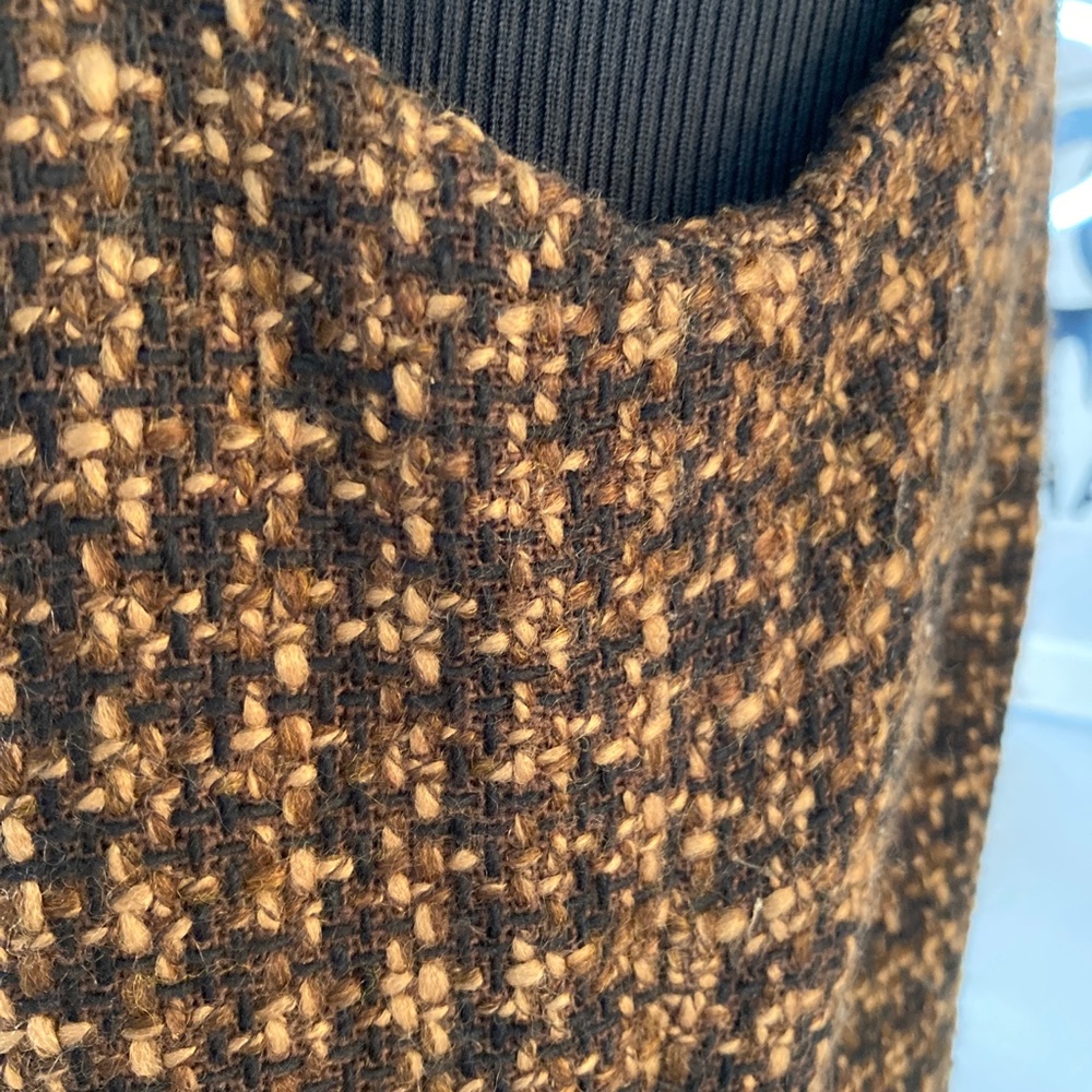 Sleeveless Brown Tweed Midi Dress - Picture 11 of 14